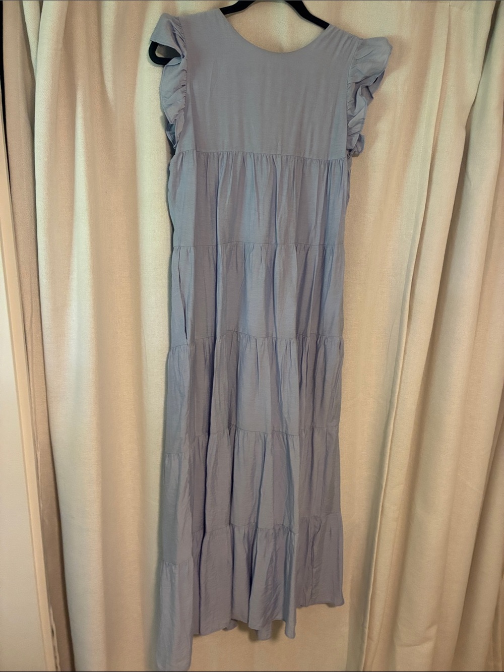 Light Blue Ruffled Tiered Maxi Dress - English Factory